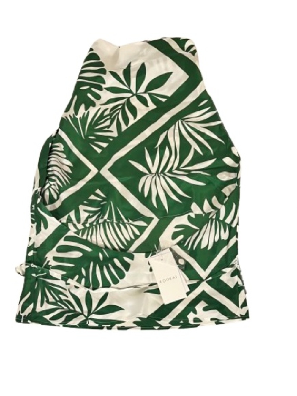 🆕- Kookaï Taormina 100% Silk Halter Top Green & White Tropical Leaf. Size: 6 - Picture 6 of 10